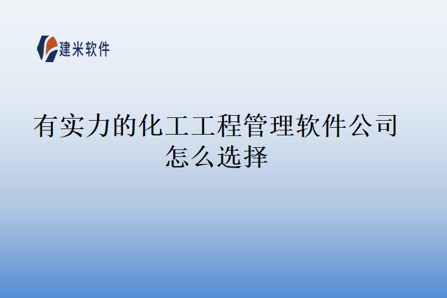 有实力的化工工程管理软件公司怎么选择