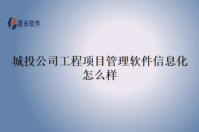 城投公司工程项目管理软件信息化怎么样