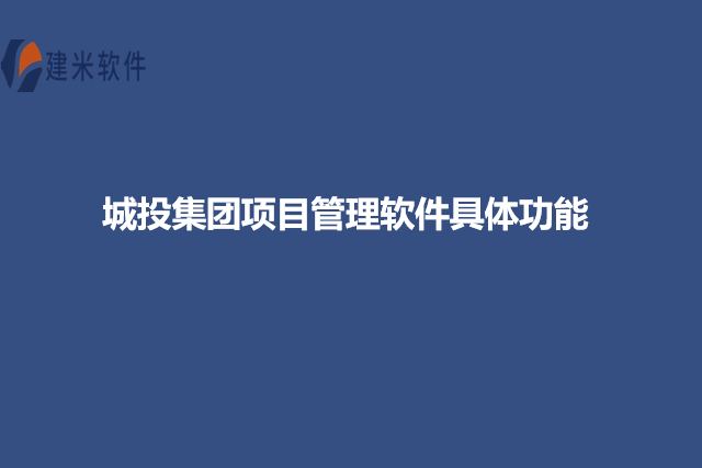 城投集团项目管理软件具体功能