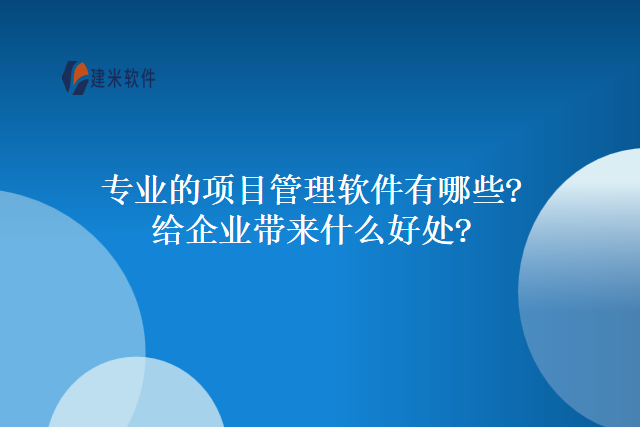专业的项目管理软件有哪些?给企业带来什么好处?