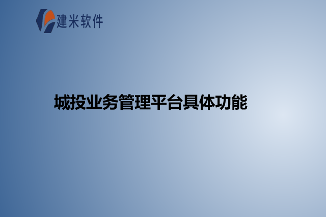 城投业务管理平台具体功能