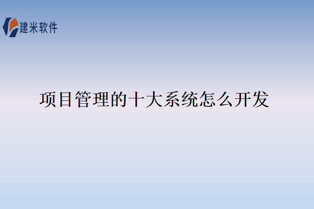 项目管理的十大系统怎么开发