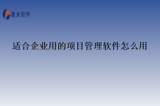 适合企业用的项目管理软件怎么用