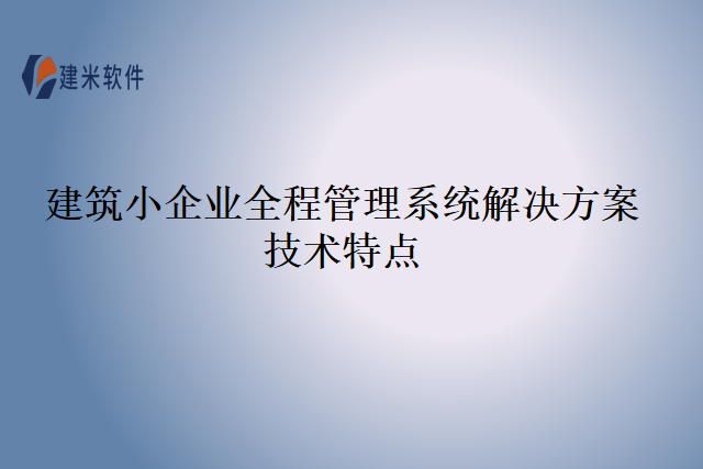 建筑小企业全程管理系统解决方案技术特点