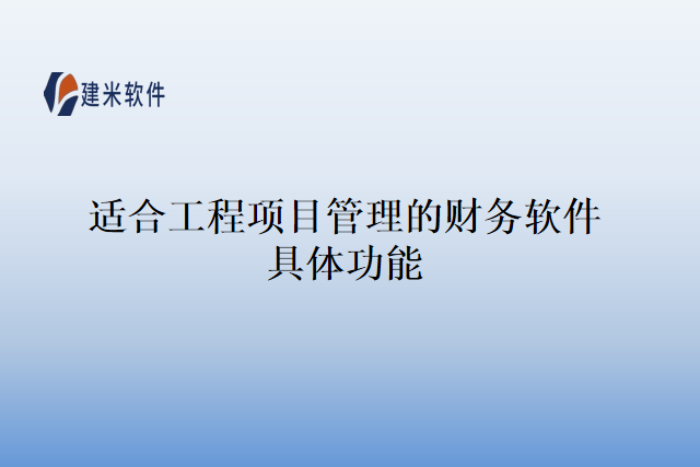 适合工程项目管理的财务软件具体功能