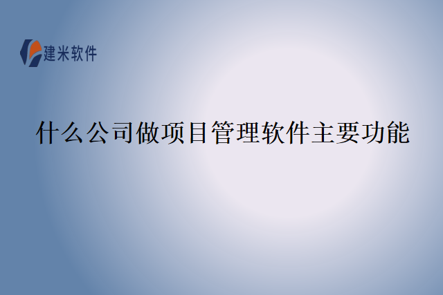 什么公司做项目管理软件主要功能