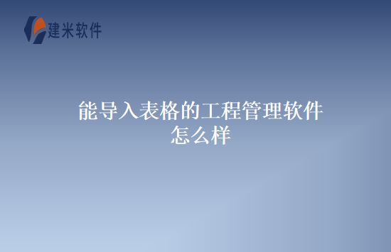 能导入表格的工程管理软件怎么样