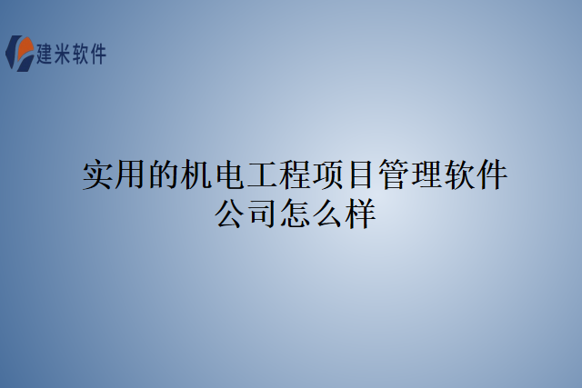 实用的机电工程项目管理软件公司怎么样