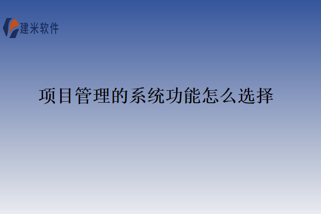 项目管理的系统功能怎么选择