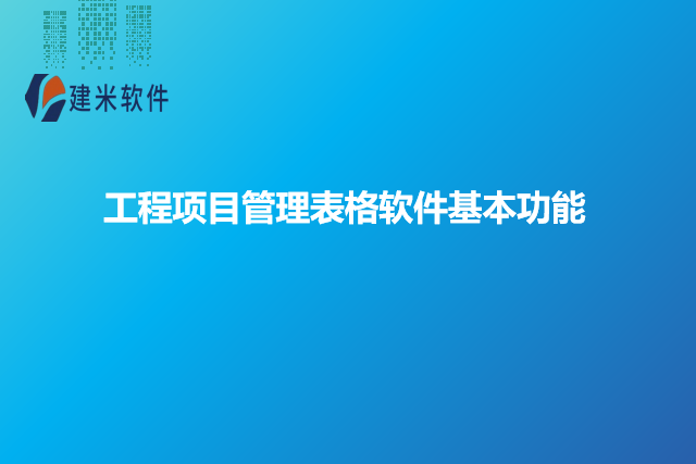 工程项目管理表格软件基本功能