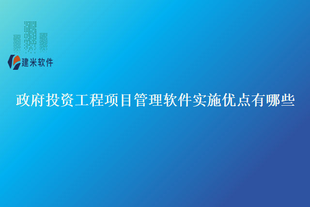 政府投资工程项目管理软件实施优点有哪些