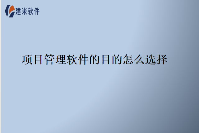 项目管理软件的目的怎么选择