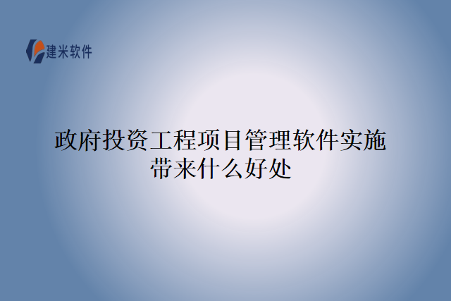 政府投资工程项目管理软件实施带来什么好处