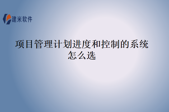 项目管理计划进度和控制的系统怎么选