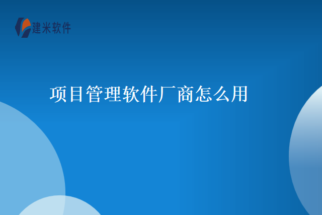 项目管理软件厂商怎么用