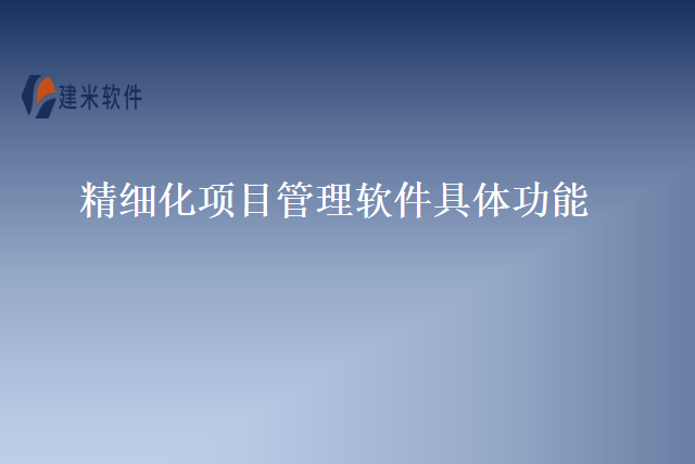 精细化项目管理软件具体功能