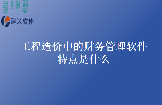 工程造价中的财务管理软件特点是什么