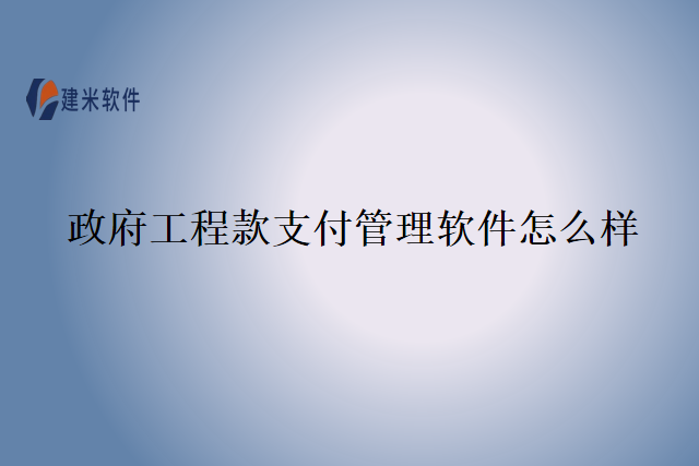 政府工程款支付管理软件怎么样