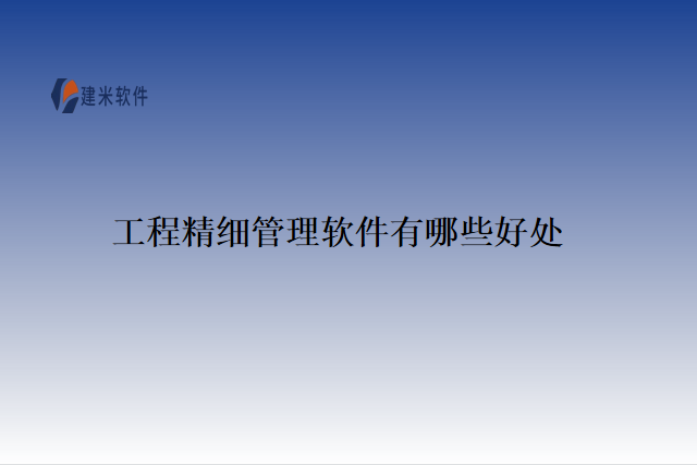 工程精细管理软件有哪些好处