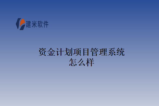 资金计划项目管理系统怎么样