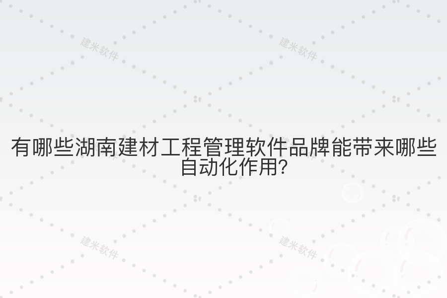 有哪些湖南建材工程管理软件品牌能带来哪些自动化作用？