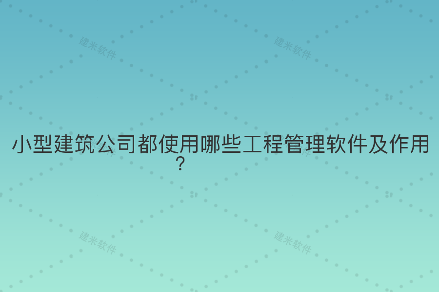 小型建筑公司都使用哪些工程管理软件及作用？