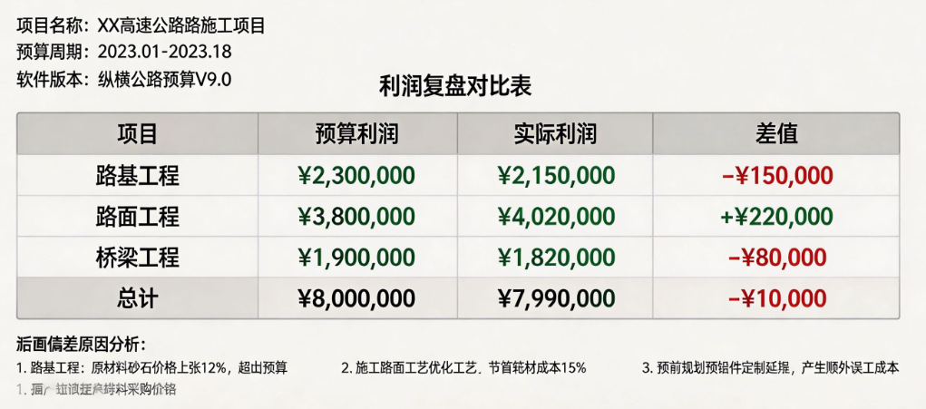纵横公路工程预算软件利润复盘