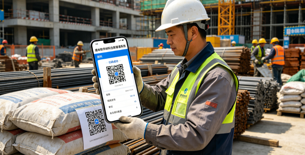 建米软件项目人员在施工现场使用手机扫码完成材料台账管理软件领料 建米软件项目人员在施工现场使用手机扫码完成材料台账管理软件领料