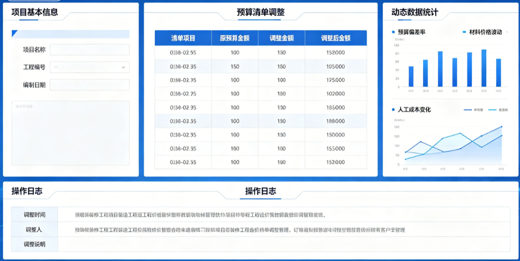 装饰装修工程工程造价数据管理软件预算清单动态调整看板 装饰装修工程工程造价数据管理软件预算清单动态调整看板