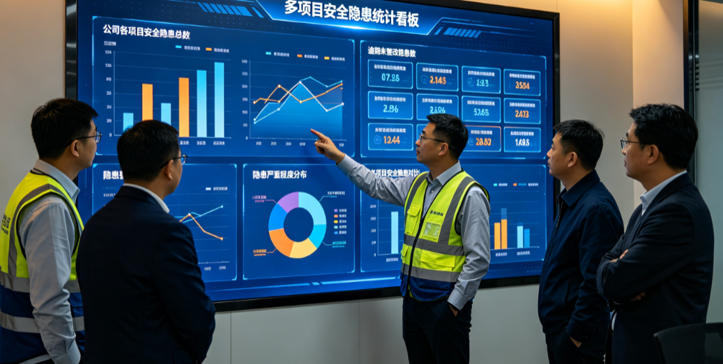 公司安全部门通过项目看板查看多项目安全隐患统计报表 公司安全部门通过项目看板查看多项目安全隐患统计报表