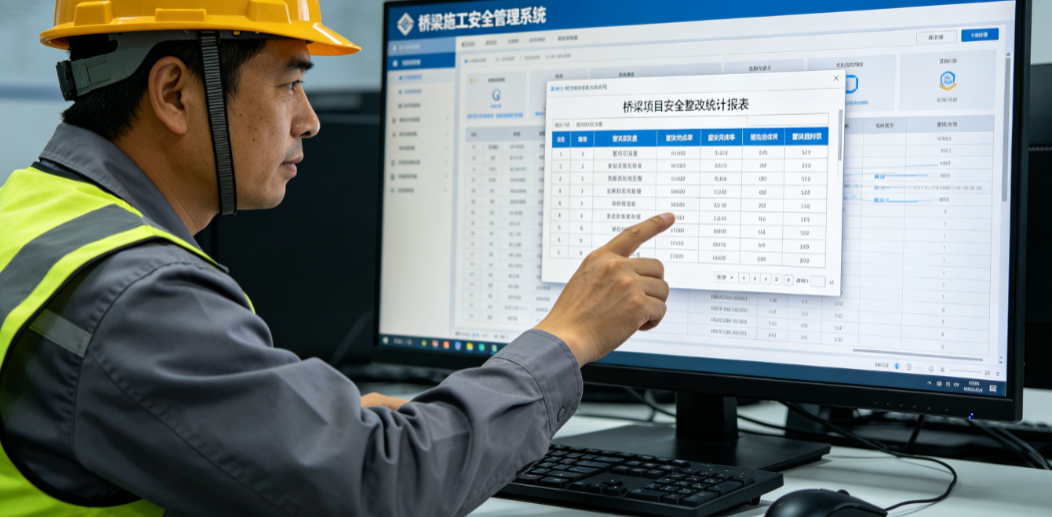 桥梁施工安全计算软件中管理人员查看桥梁项目安全整改统计报表 桥梁施工安全计算软件中管理人员查看桥梁项目安全整改统计报表