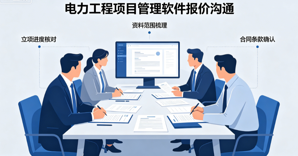 电力工程项目管理软件报价沟通中项目人员核对立项进度合同和资料范围