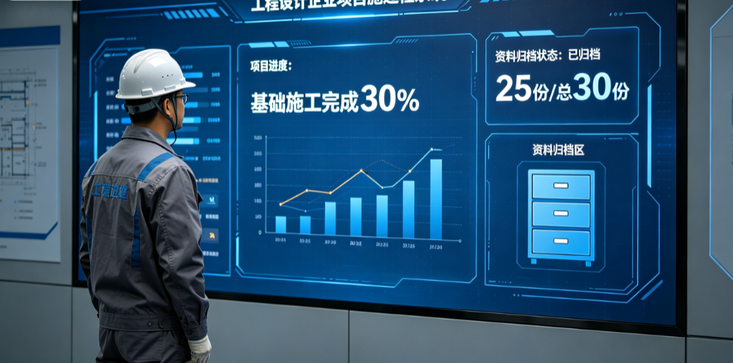 工程设计企业项目施工过程系统中管理人员查看项目看板和资料归档状态 工程设计企业项目施工过程系统中管理人员查看项目看板和资料归档状态