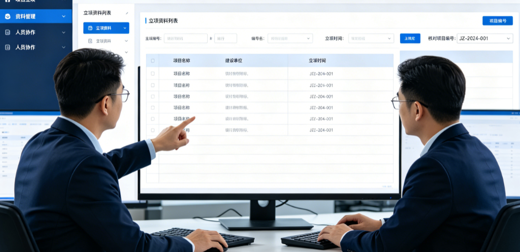 建筑智能化工程管理软件平台中项目人员核对立项资料和项目编号