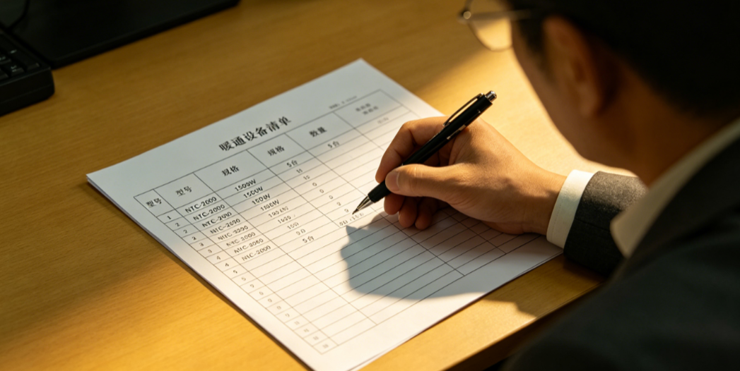 预算人员在设备清单中逐项核对暖通设备的型号、规格和数量信息 预算人员在设备清单中逐项核对暖通设备的型号、规格和数量信息