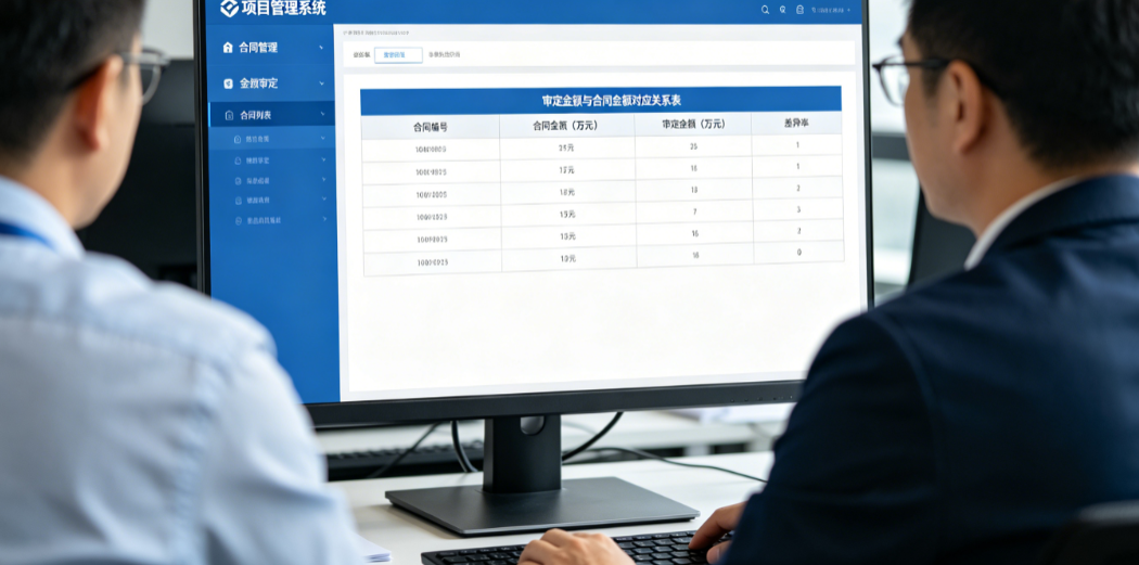 项目人员在系统中查看审定金额与合同金额的对应关系 项目人员在系统中查看审定金额与合同金额的对应关系