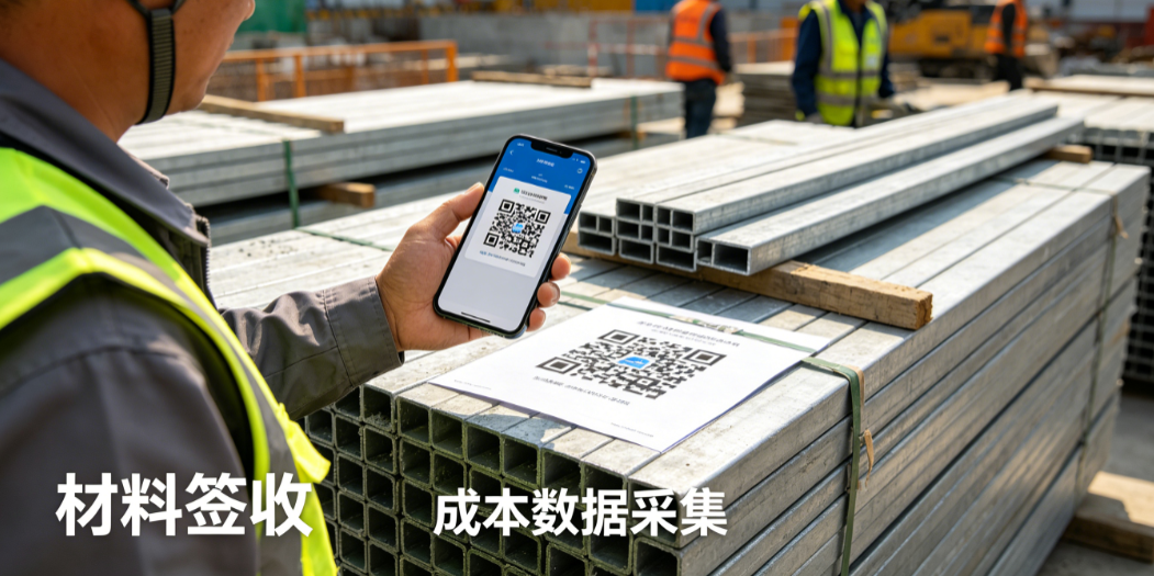 项目现场人员使用移动端进行材料扫码签收与成本数据采集 项目现场人员使用移动端进行材料扫码签收与成本数据采集