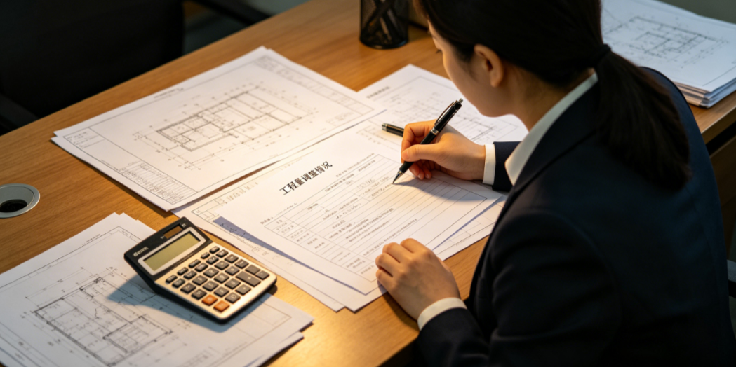 造价人员核对变更签证单上的工程量调整情况