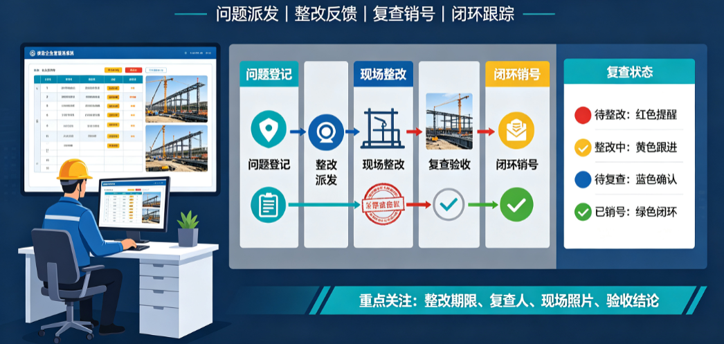 建筑企业钢结构安全管理信息系统中项目人员查看问题整改和复查状态 建筑企业钢结构安全管理信息系统中项目人员查看问题整改和复查状态