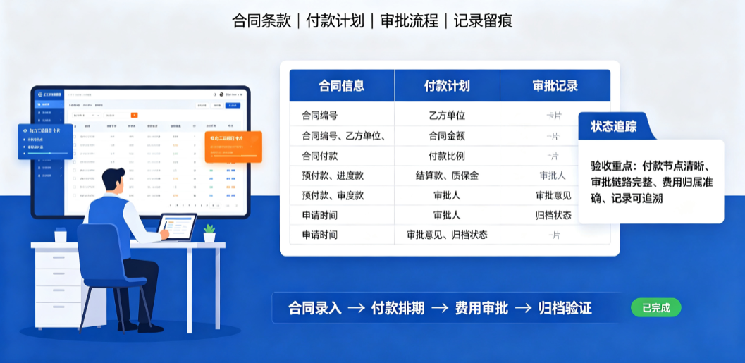 电力工程概预算管理软件验收中项目人员查看合同付款和费用审批记录 电力工程概预算管理软件验收中项目人员查看合同付款和费用审批记录