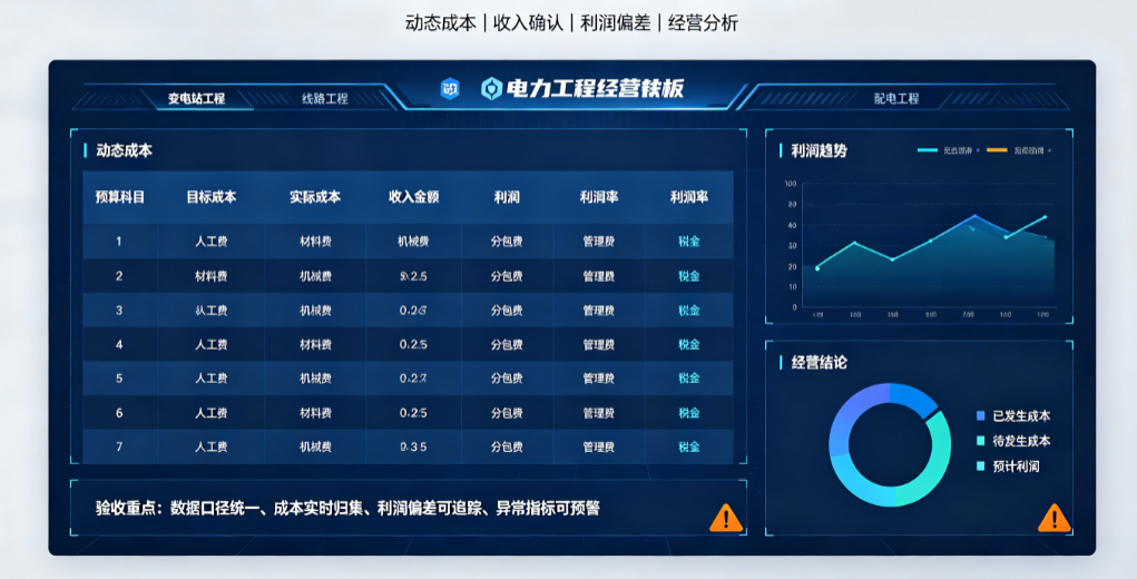 电力工程概预算管理软件验收中经营人员核对动态成本和项目利润数据 电力工程概预算管理软件验收中经营人员核对动态成本和项目利润数据