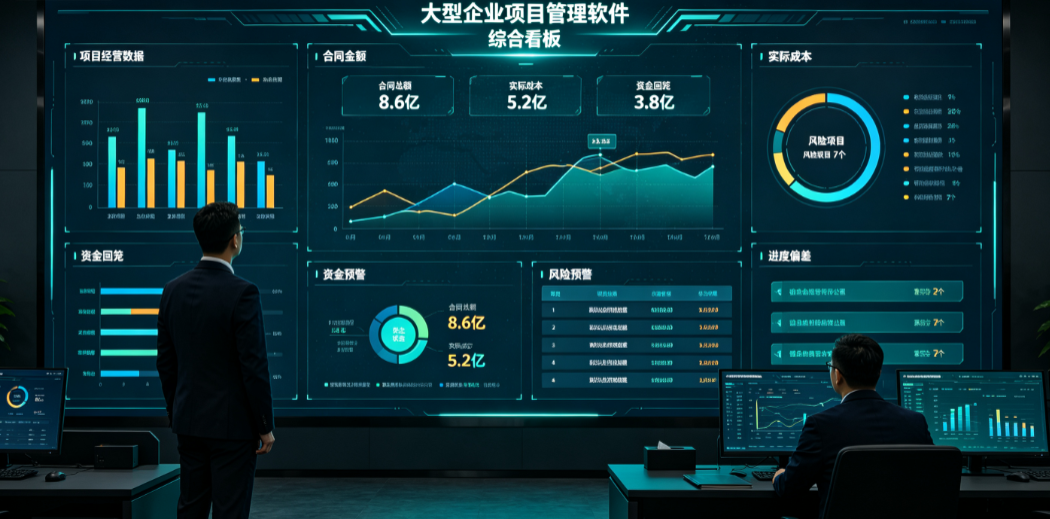 企业管理层通过大型企业项目管理软件的综合看板查看项目经营数据 企业管理层通过大型企业项目管理软件的综合看板查看项目经营数据