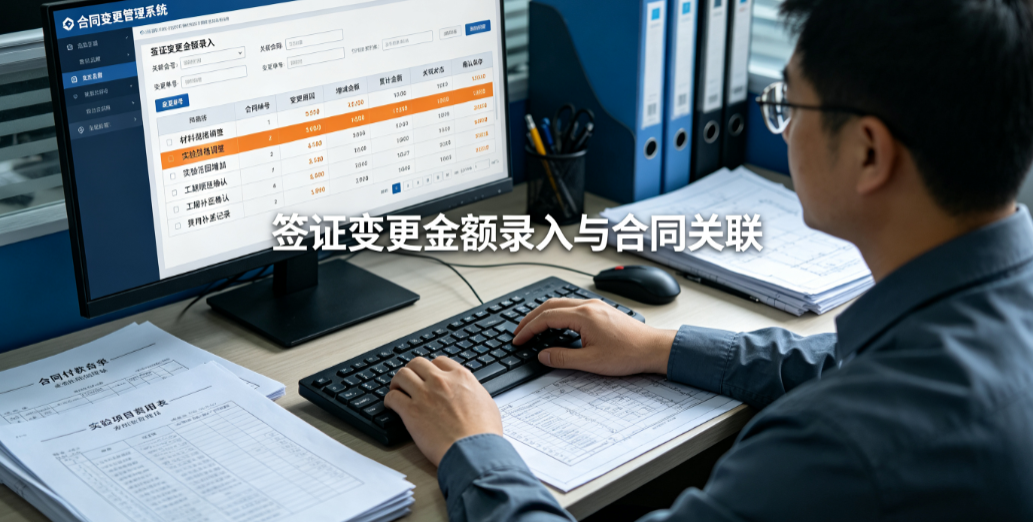 实验者将签证变更金额录入系统并关联到对应合同 实验者将签证变更金额录入系统并关联到对应合同
