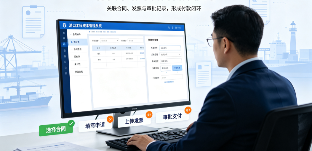 港口工程成本管理系统中合同管理员核对付款申请和合同台账