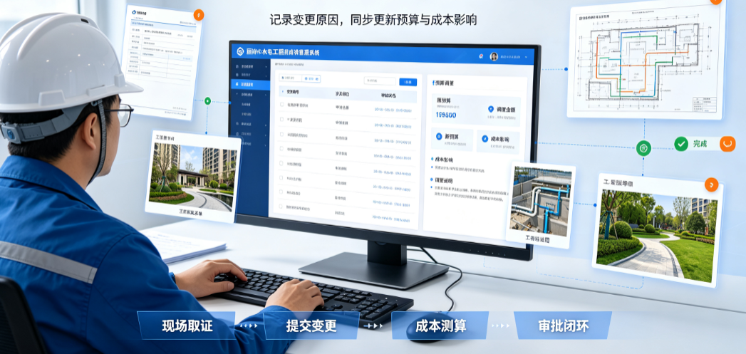 项目人员处理园林水电工程签证变更与预算调整