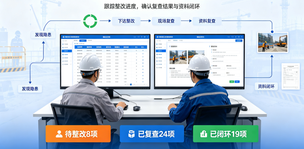项目人员在企业施工项目安全管理系统设计流程中核对隐患台账和复查资料 项目人员在企业施工项目安全管理系统设计流程中核对隐患台账和复查资料