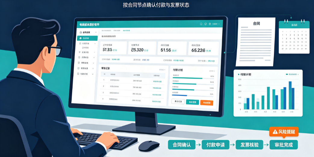 电梯成本报价软件中财务人员核对合同付款 电梯成本报价软件中财务人员核对合同付款