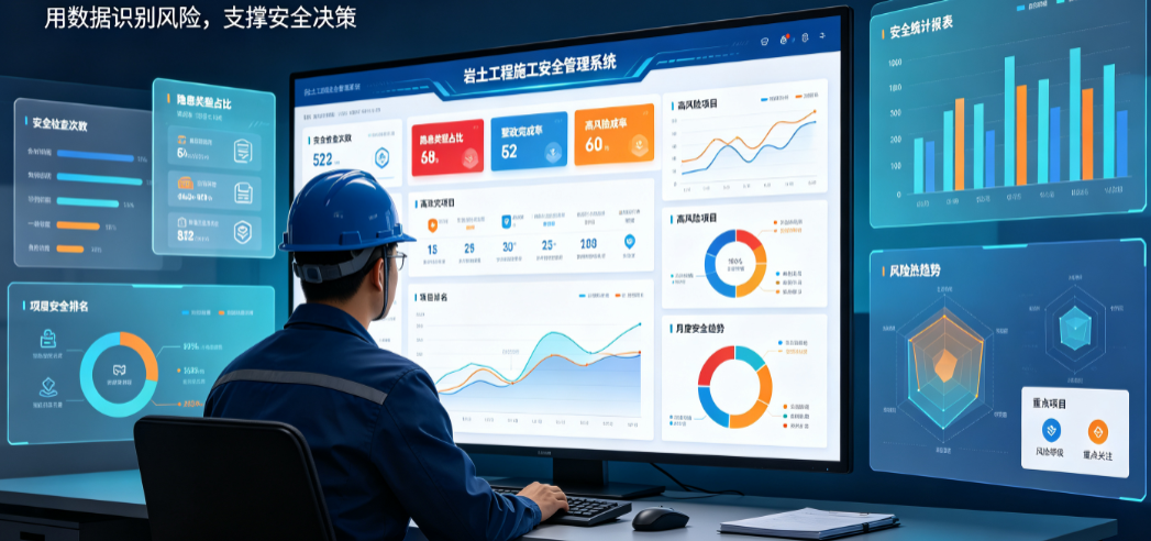 岩土工程施工安全管理系统中管理人员查看项目安全统计报表