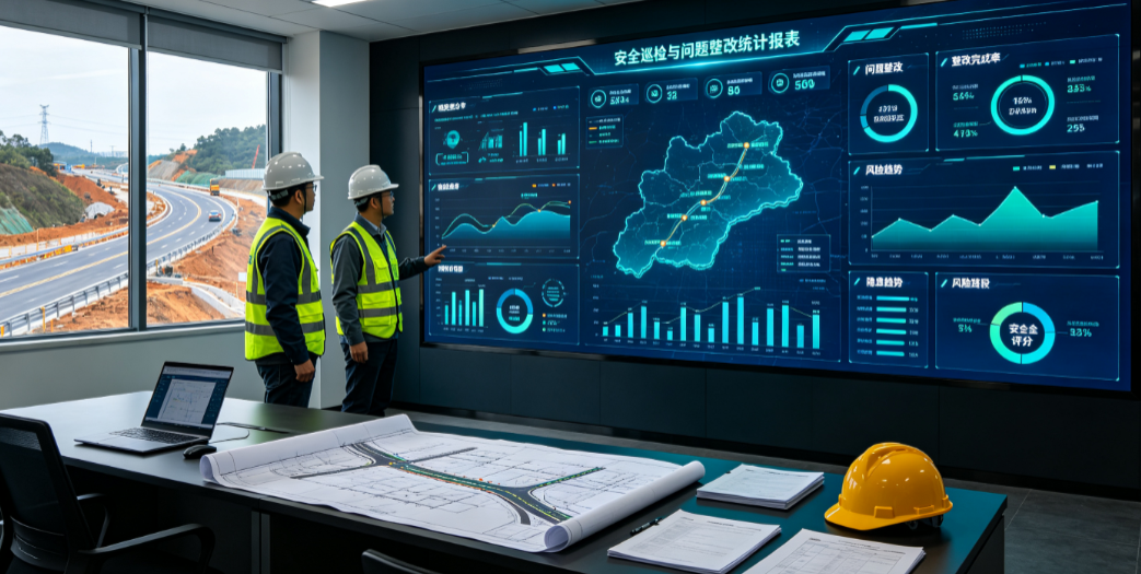 项目管理人员查看公路工程安全巡检与问题整改统计报表 项目管理人员查看公路工程安全巡检与问题整改统计报表