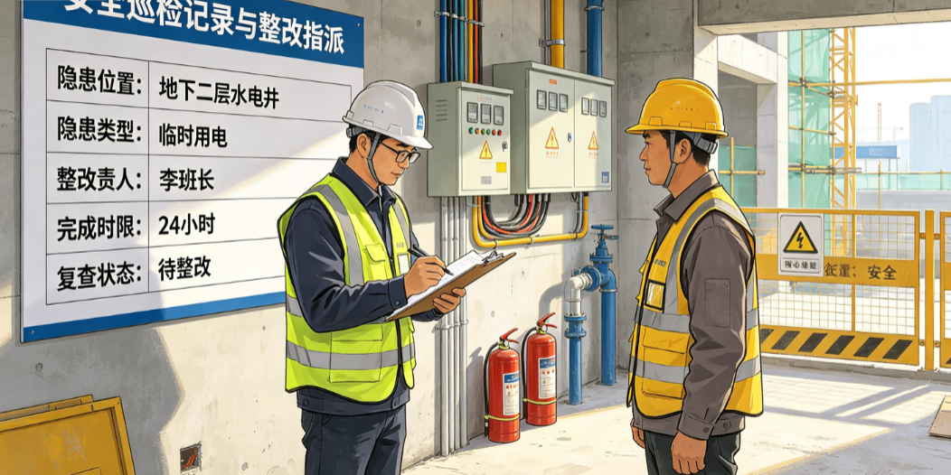 安全员在水电施工现场登记安全巡检记录并指定整改责任人 安全员在水电施工现场登记安全巡检记录并指定整改责任人